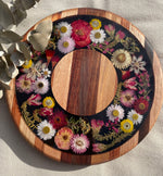 Floral Round Black indi evening 33cm ~ Free 4pc Coasters