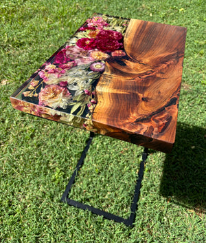 Side table floral ~ African Mahogany