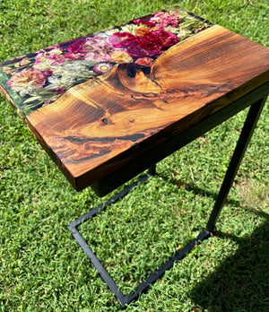 Side table floral ~ African Mahogany