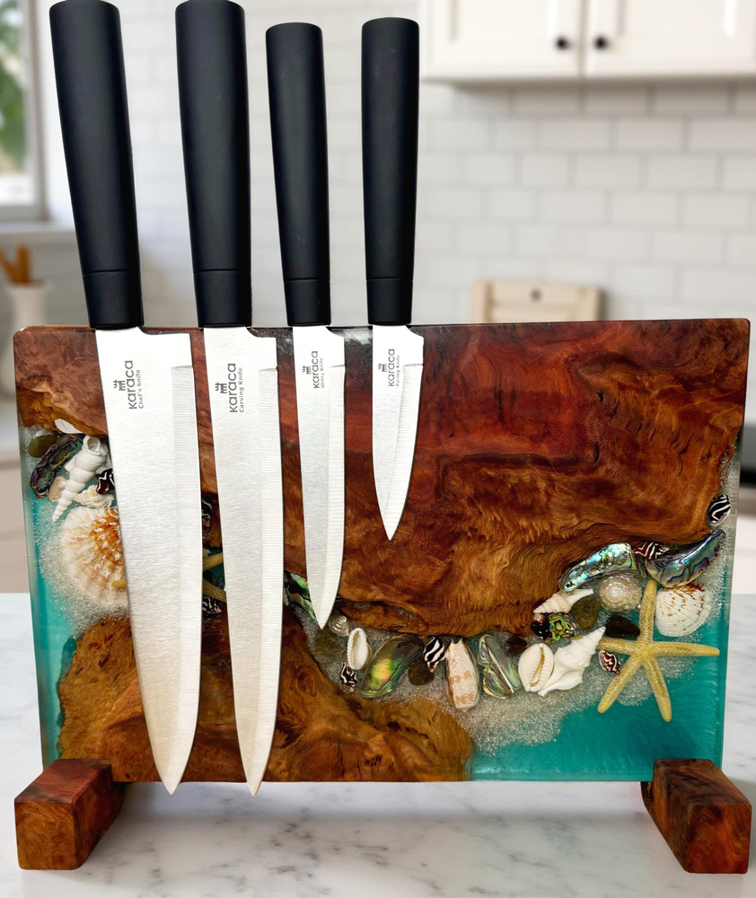 Magnetic Knife Block ~ Shells Coolibah Burl 300mm x 220mm