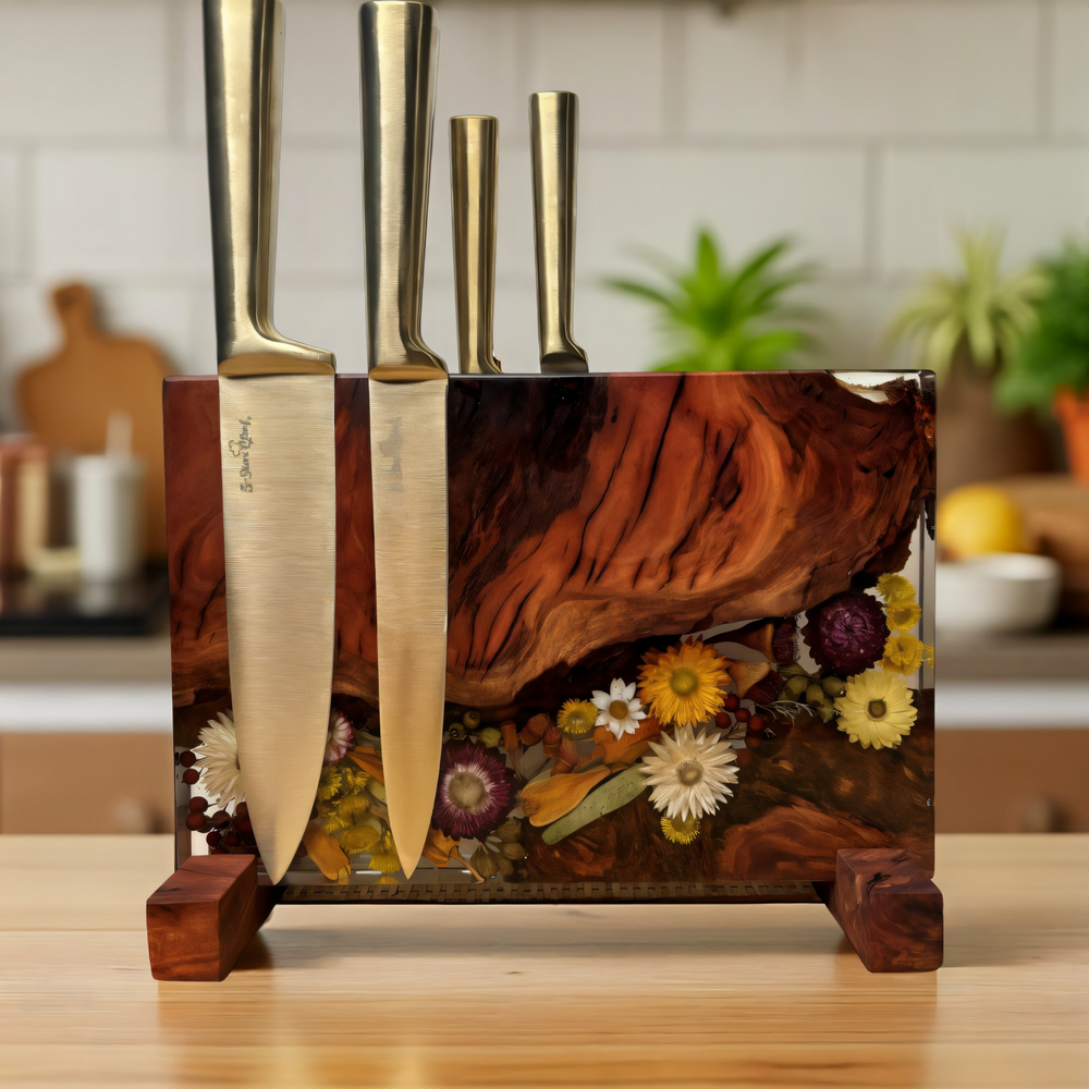 Magnetic Knife Block ~ Native Western Red Burl 300mm x 220mm