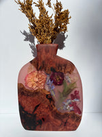 Organic floral vase ~ light pink tinted resin