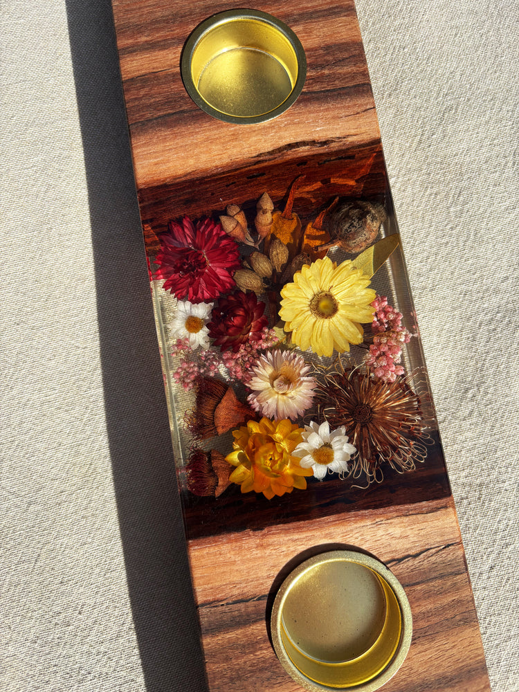 Native Tea Light Holders 4 hole 400mm x 100mm