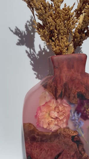 
            
                Load and play video in Gallery viewer, Organic floral vase ~ light pink tinted resin
            
        